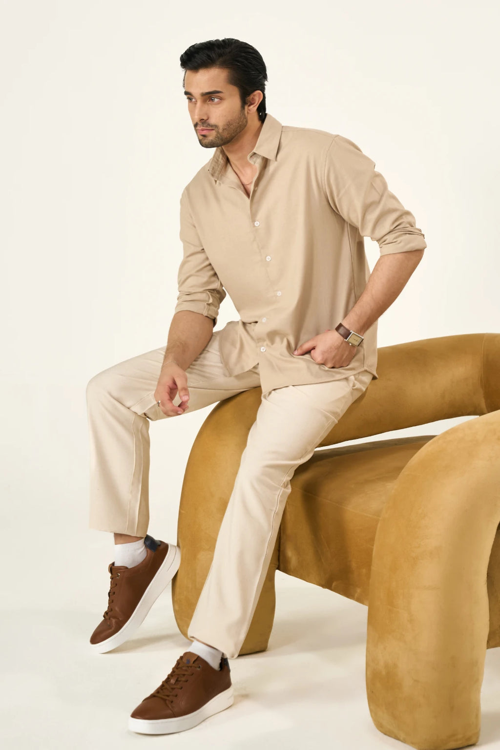 Relaxed Linen Shirt - Sandy Beige