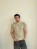 Men Soft Knit Stripe Tee - Cream and Green