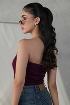 Fold Over Bandeau - Burgundy