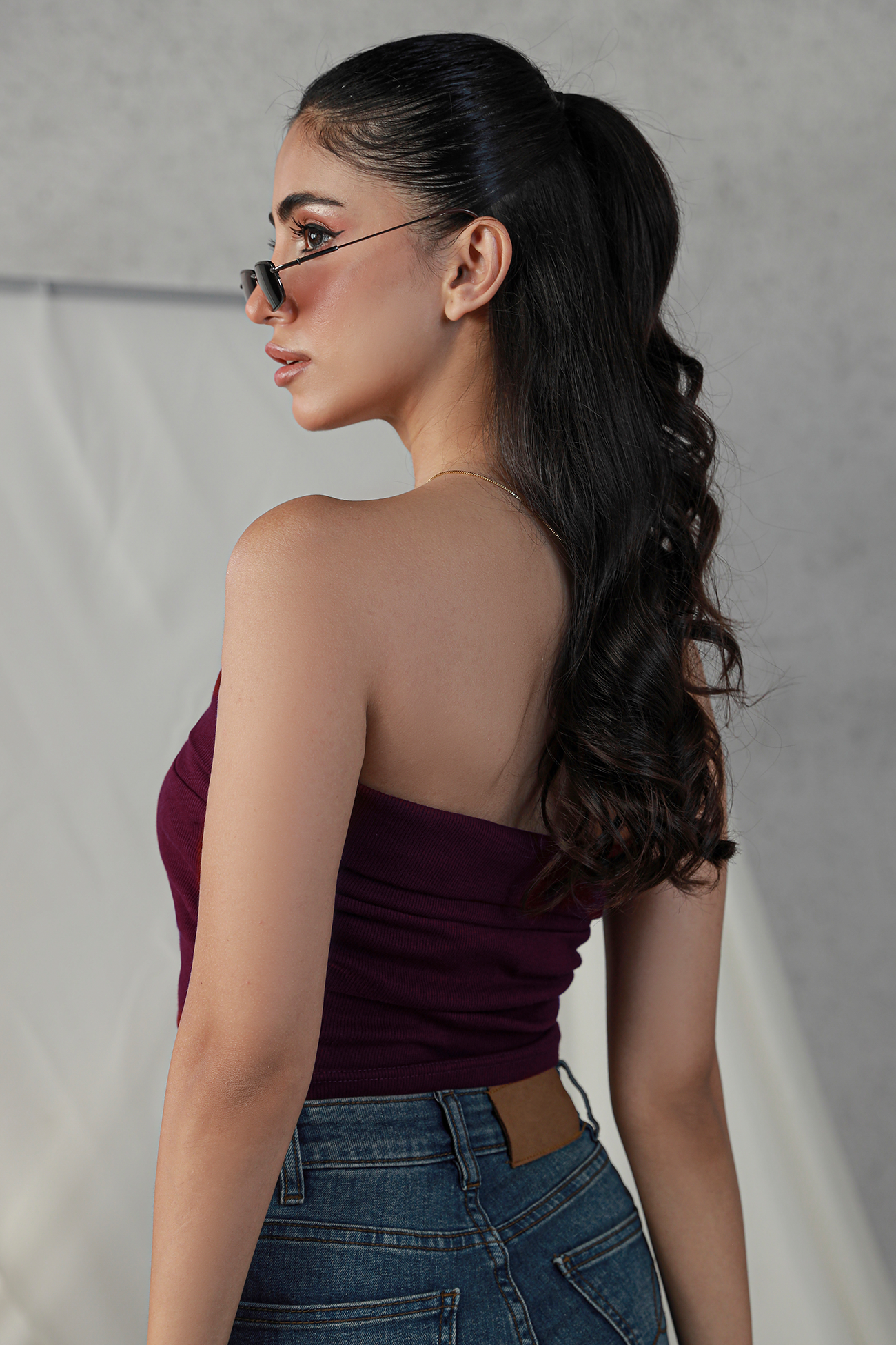 Fold Over Bandeau - Burgundy