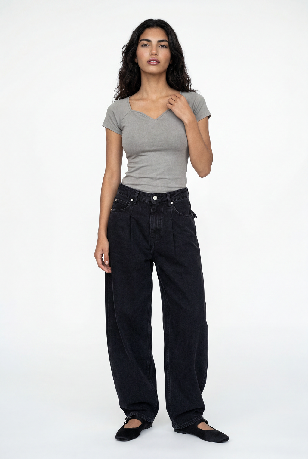 Sweetheart neck top - Sand