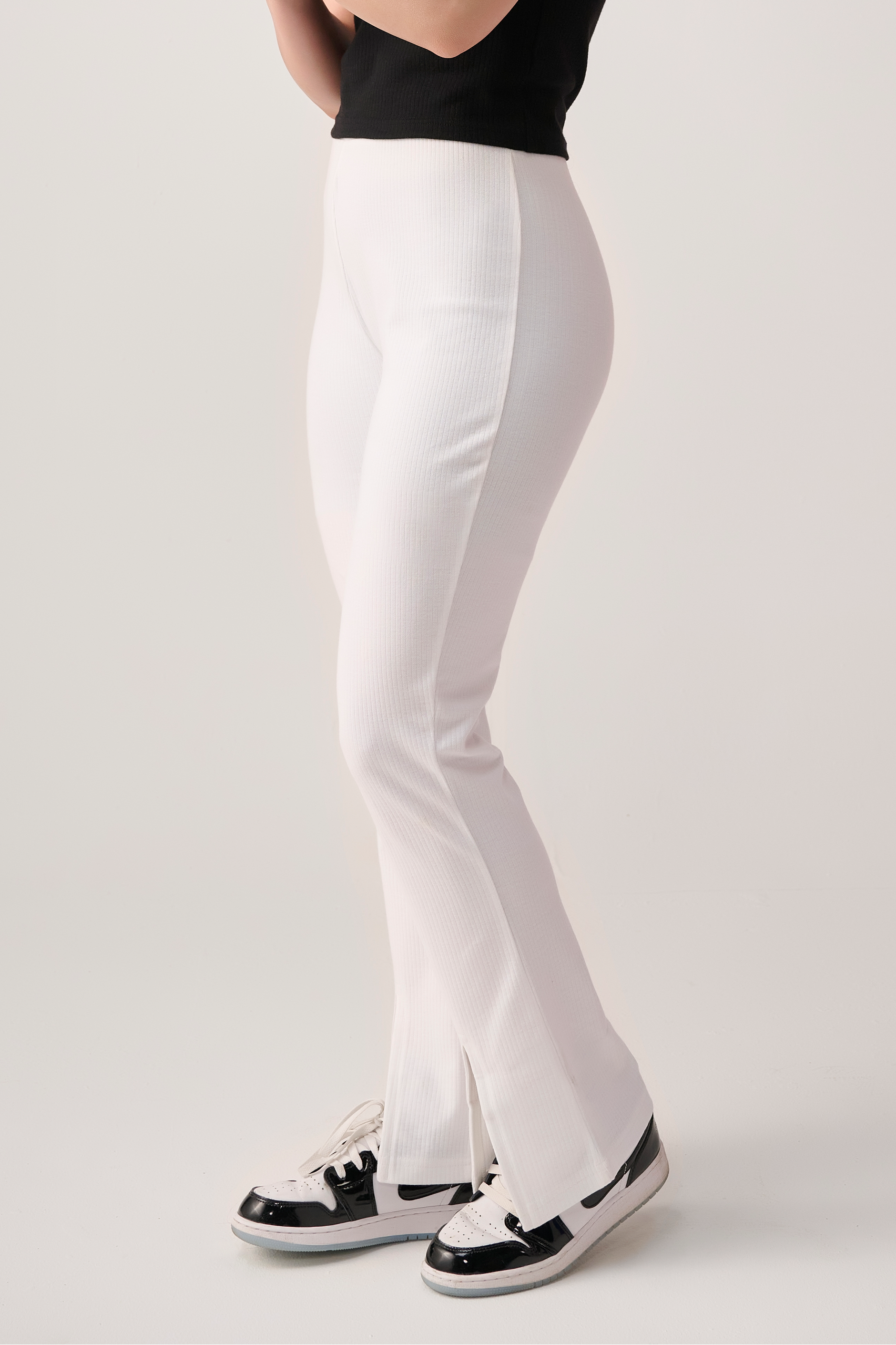 Slit Flared Pants - White