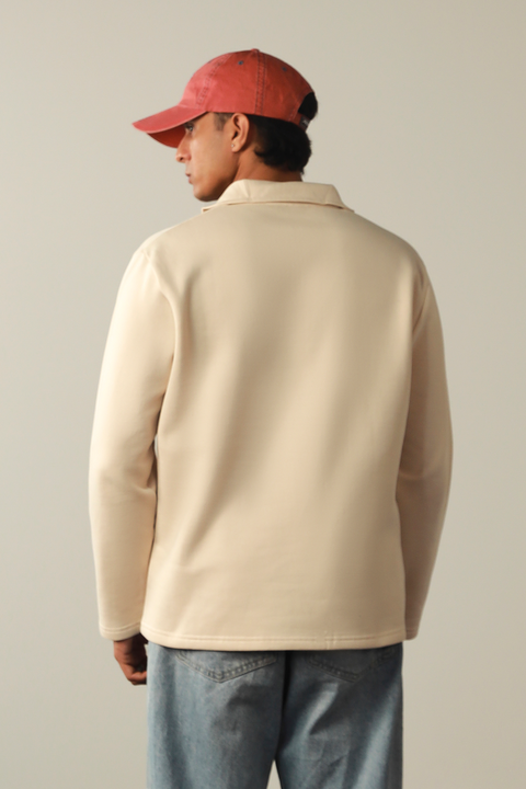 Half Zip Sweatshirt - Beige
