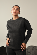 Women Washed Sweatset- Black