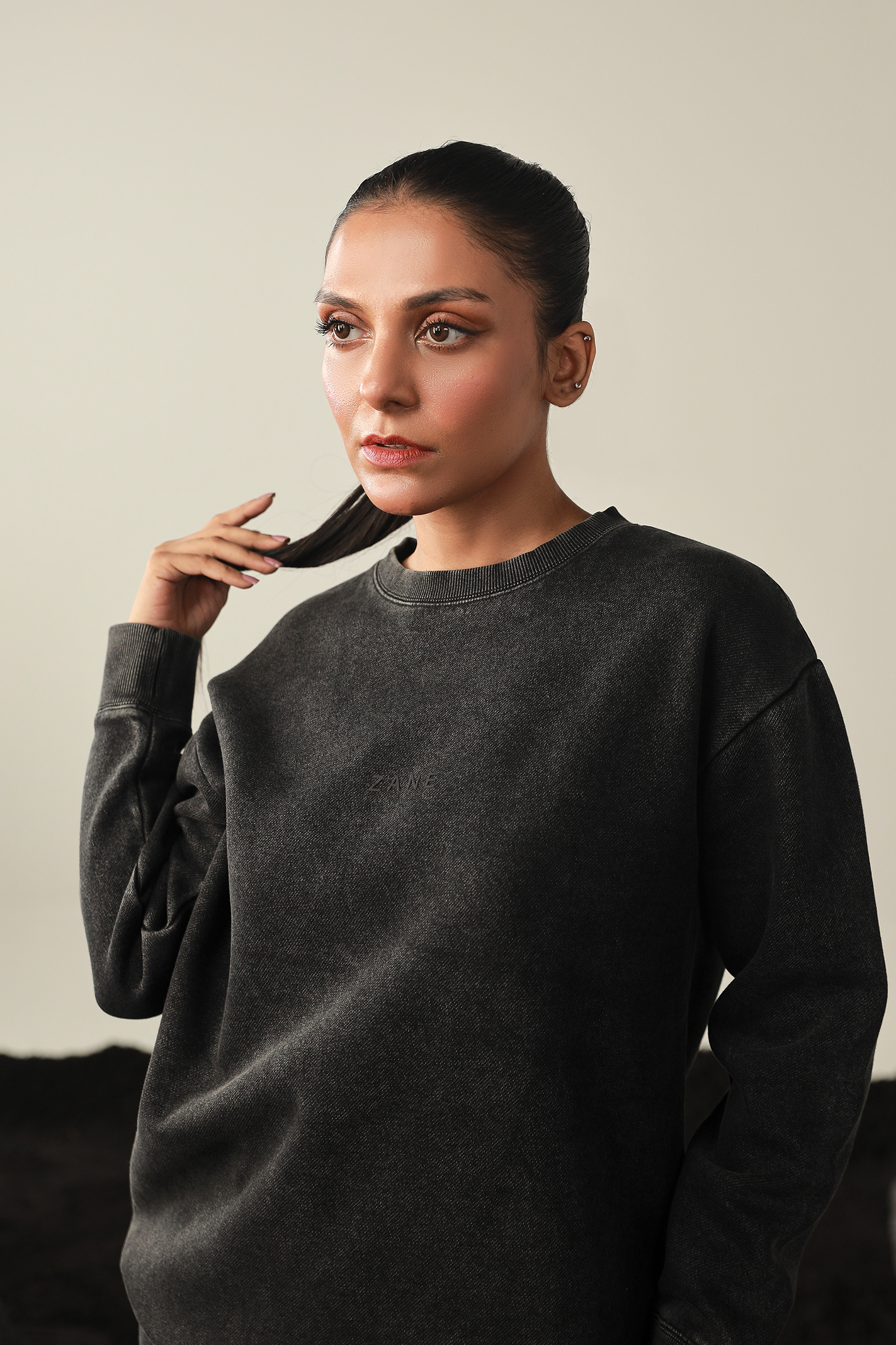 Women Washed Sweatset- Black