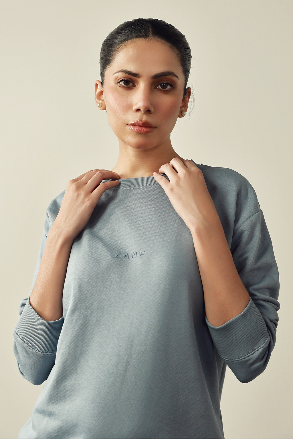 Women Oversized Sweat Set - Light Blue
