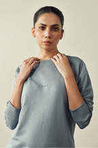 Women Oversized Sweat Set - Light Blue