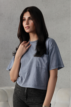 Washed Cropped Tee - Indigo