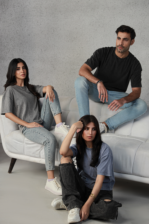 Men Washed Oversized Tee - Indigo