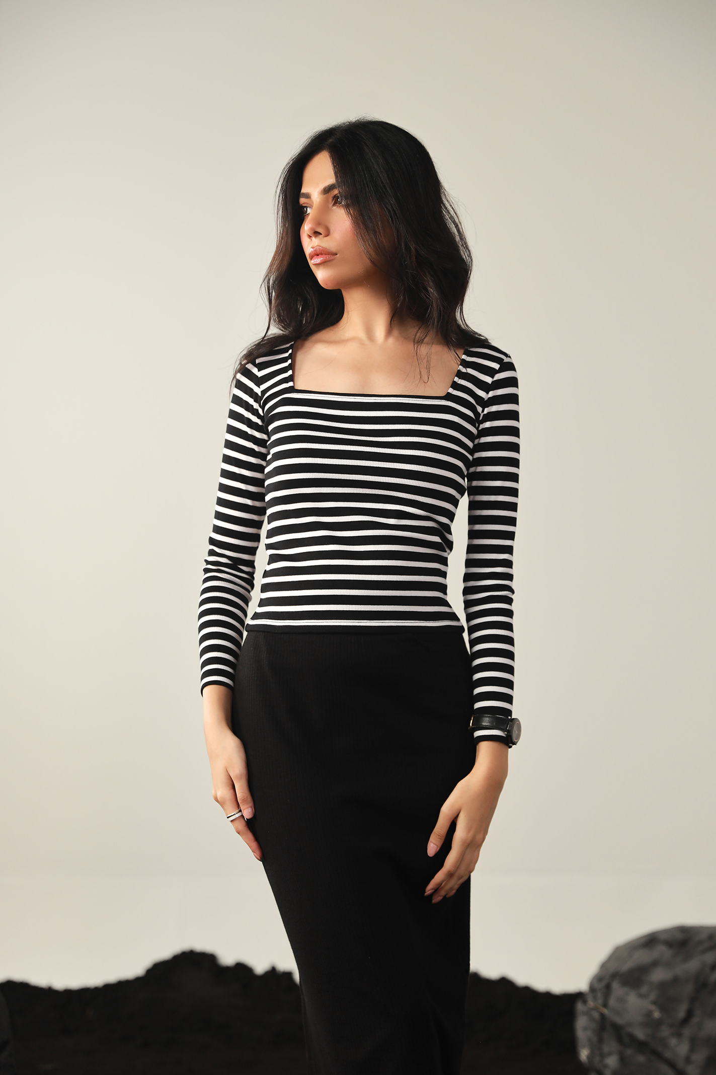 Stripe Square Neck Top