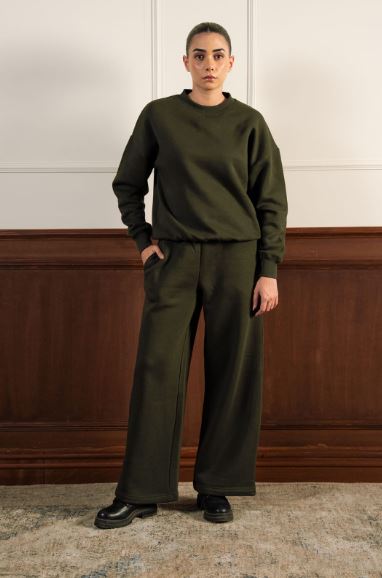 Everyday Wide Leg Sweatpants - Dark Green