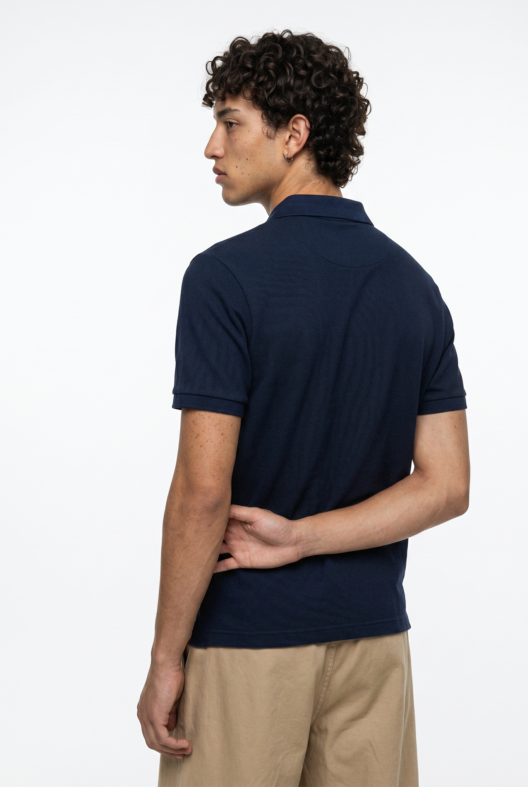 Diamond Texture Polo Shirt – Navy Blue Secondary image