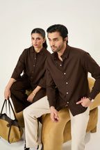 Relaxed Linen Shirt - Mocha Brown