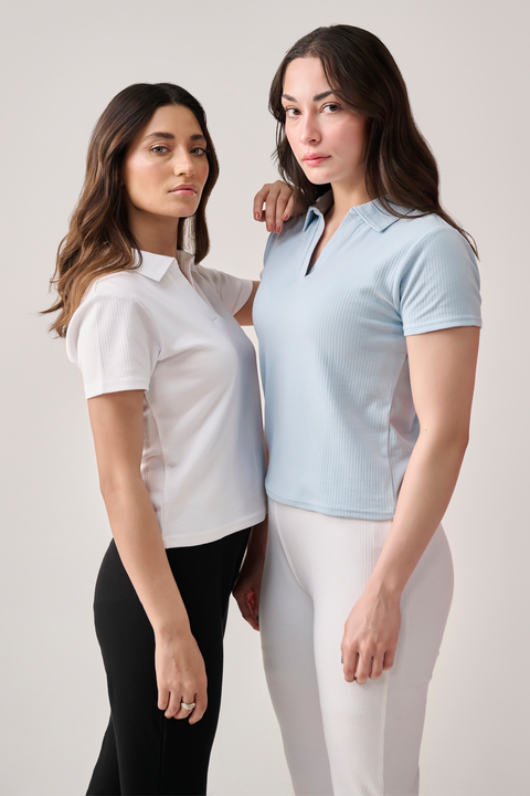 women polo sky blue