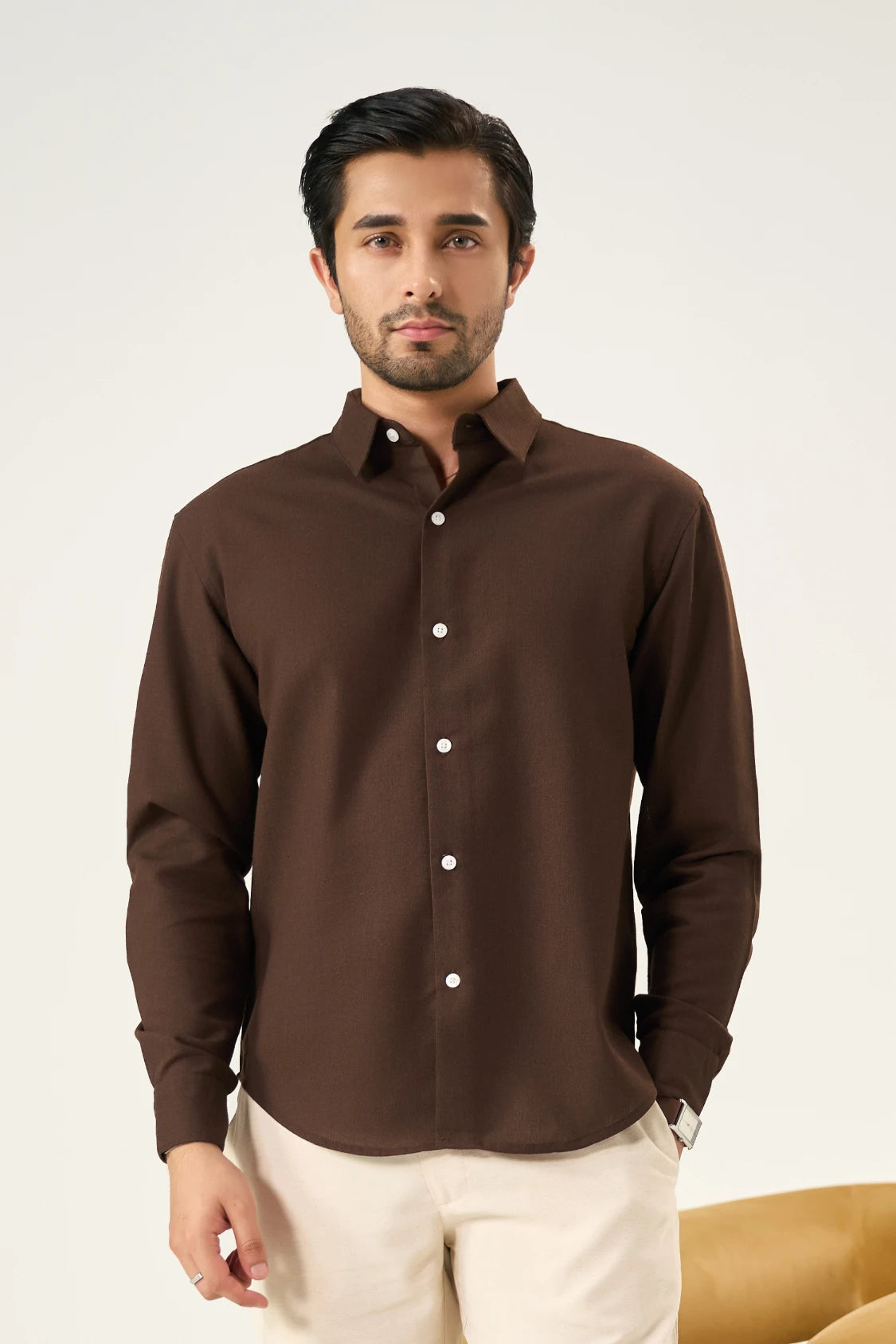 Relaxed Linen Shirt - Mocha Brown Secondary image