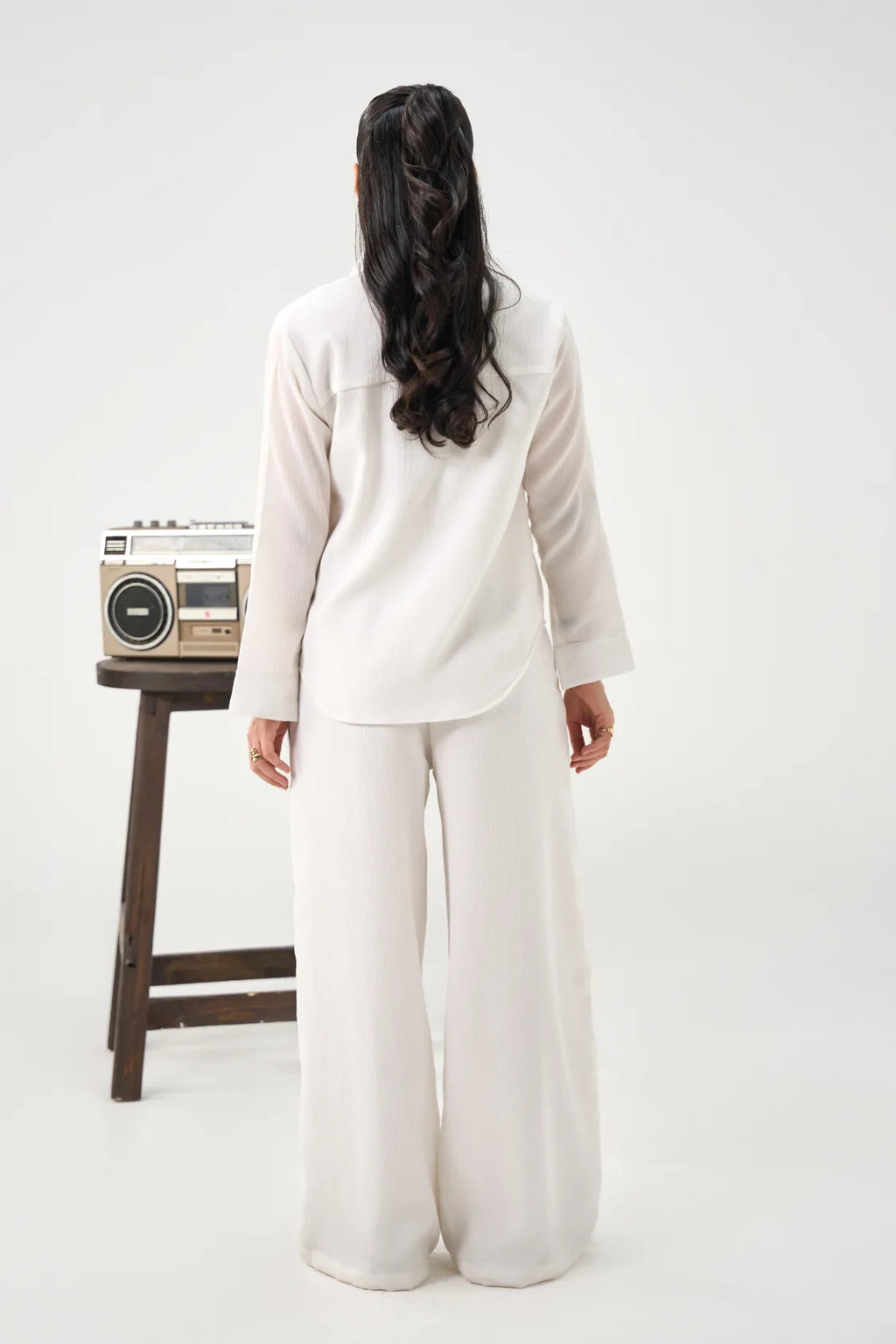 Crinkle Co-Ord Set - Pure White