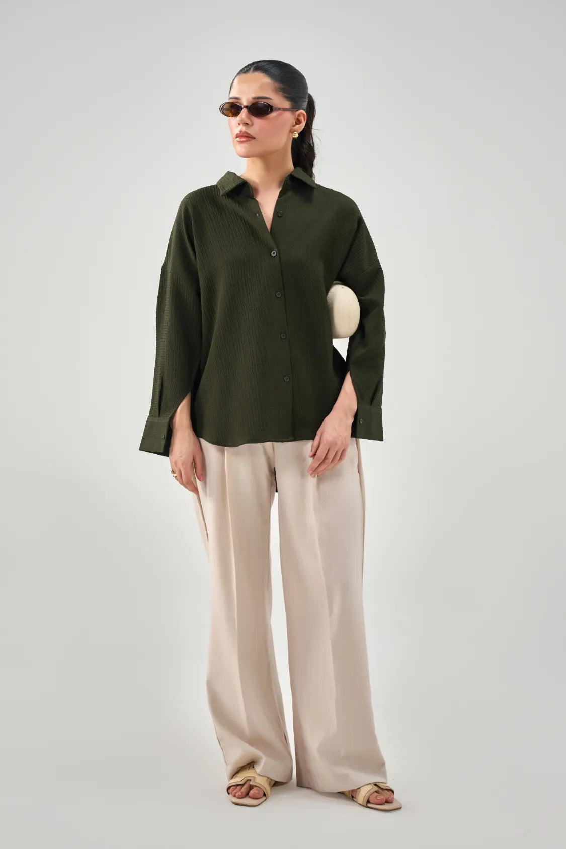 Everyday Textured Shirt - Deep Green