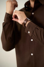 Relaxed Linen Shirt - Mocha Brown