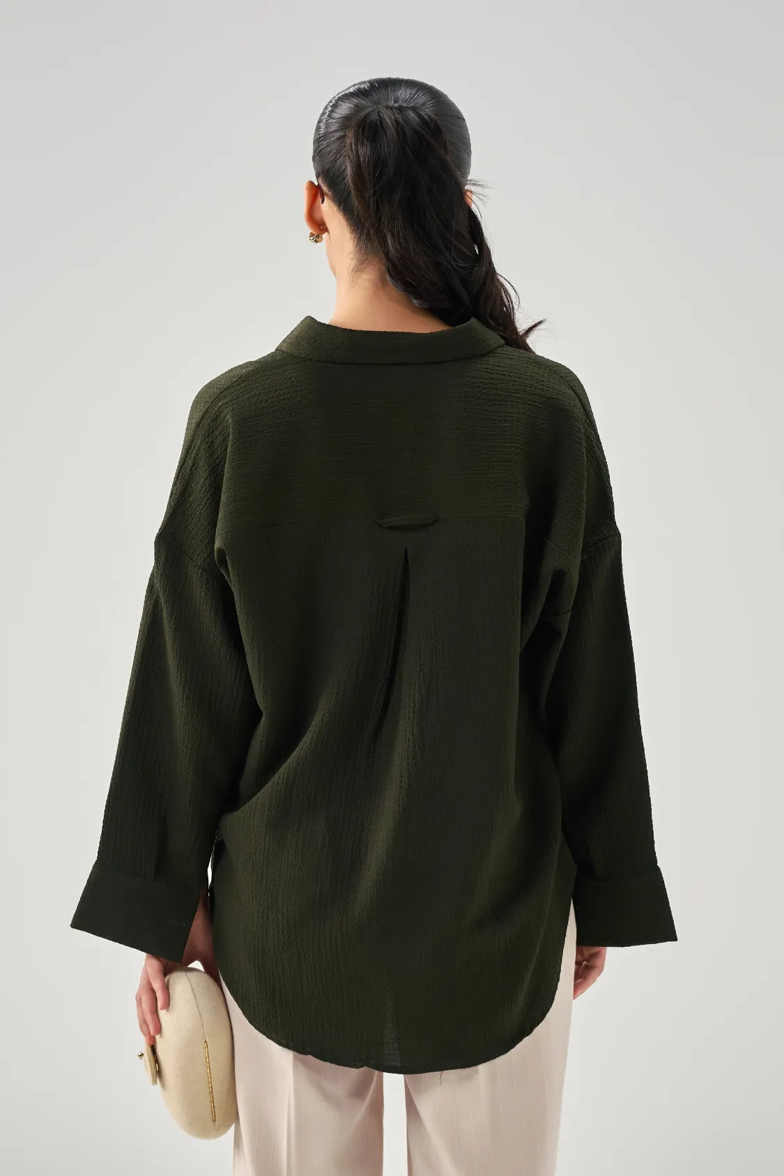 Everyday Textured Shirt - Deep Green