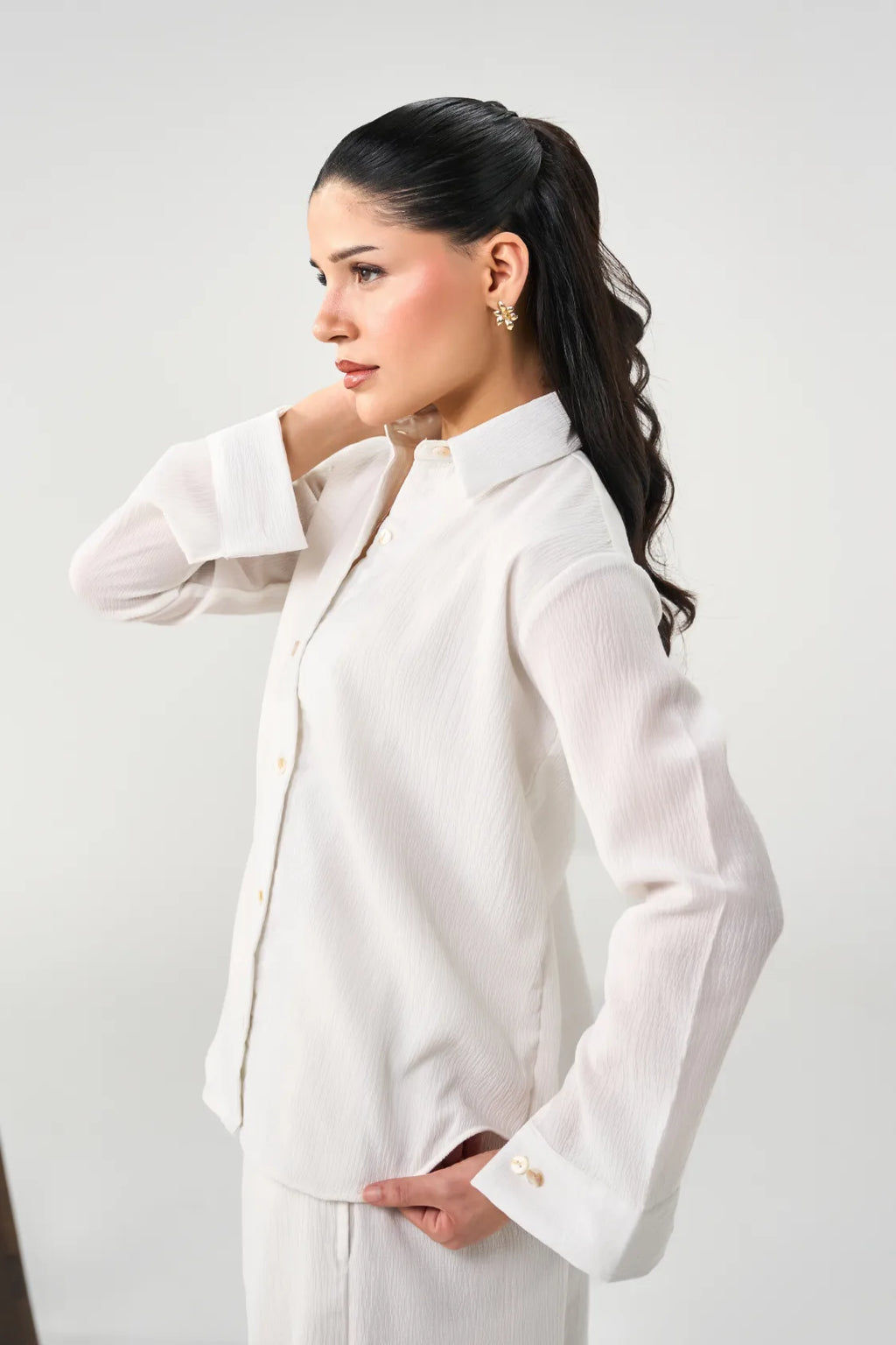 Crinkle Co-Ord Set - Pure White