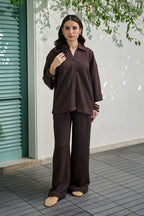 Textured Co-Ord Set - Brown