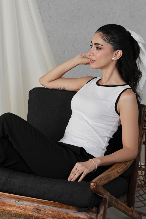 Tank Top White with Black