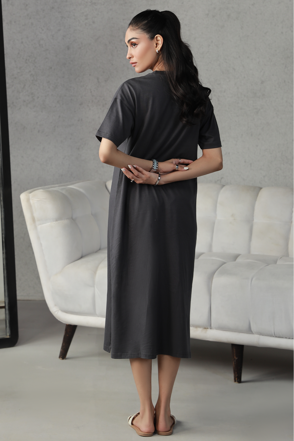 T-Shirt Dress - Charcoal