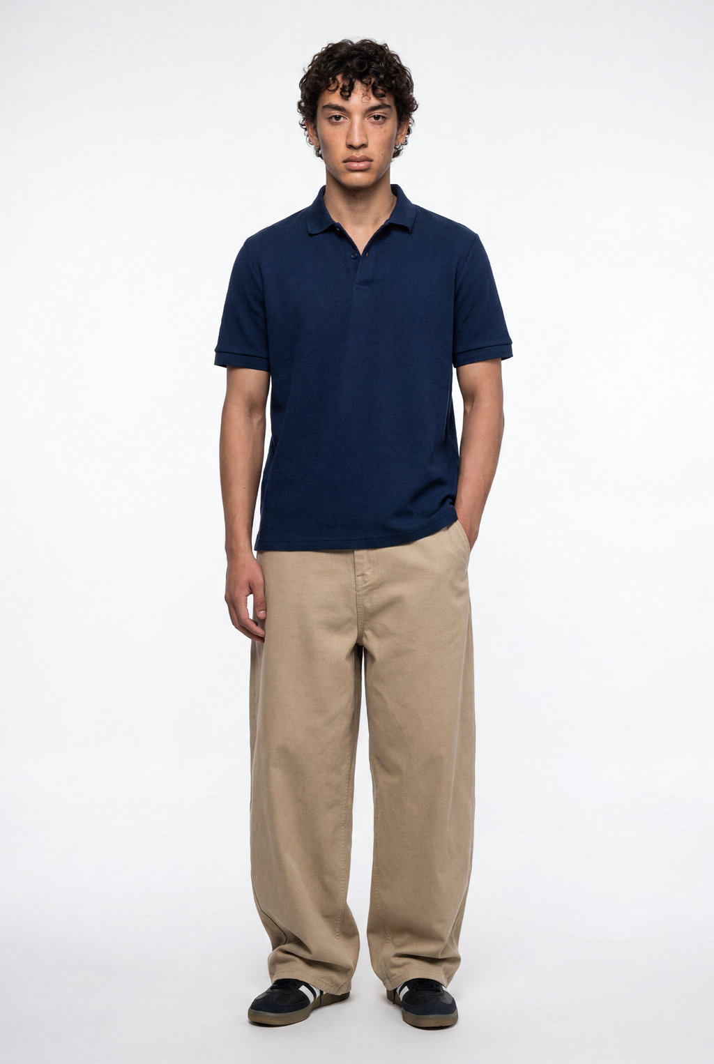 Diamond Texture Polo Shirt – Navy Blue