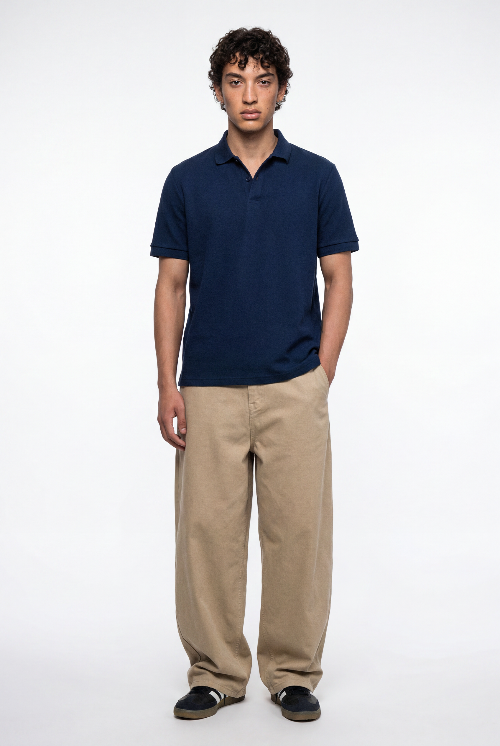 Diamond Texture Polo Shirt – Navy Blue