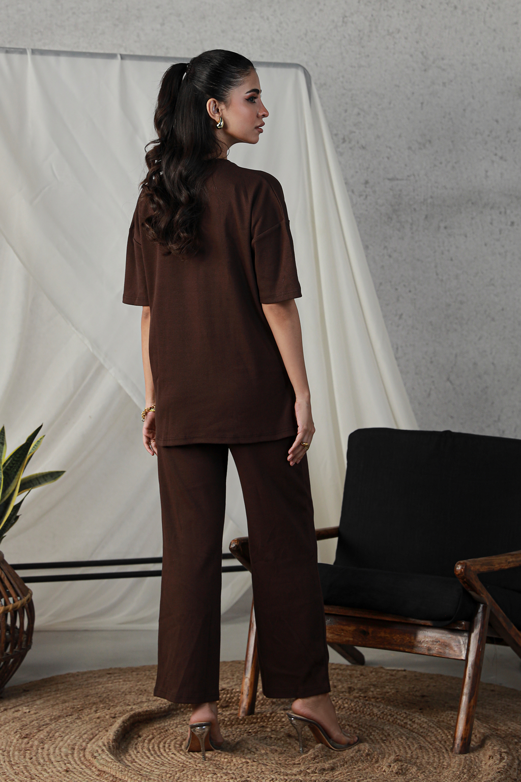 Textured Oversized Set - Dark Brown