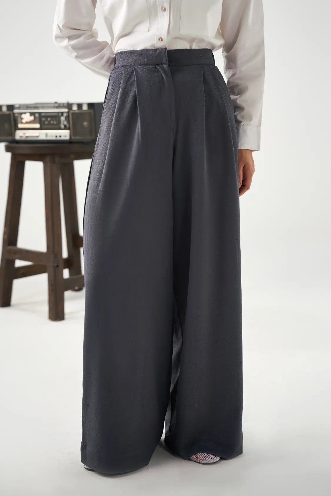 Wide Tailored Pants - Grey Main image