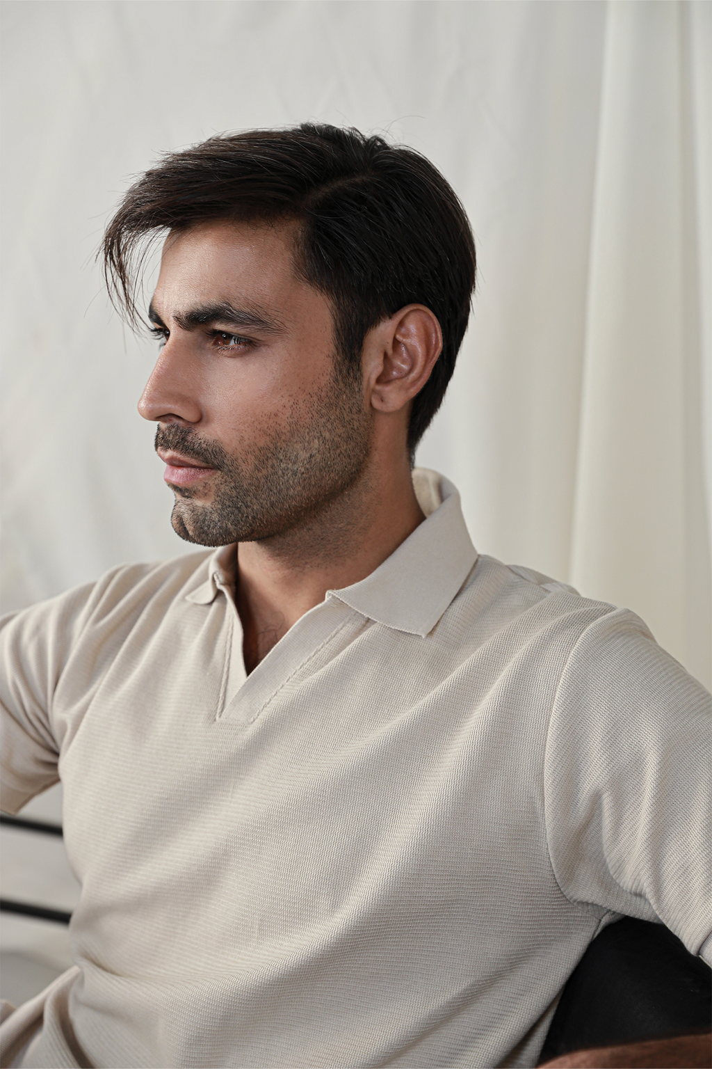 Textured Polo Shirt – Sand