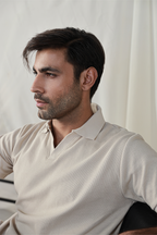 Textured Polo Shirt – Sand