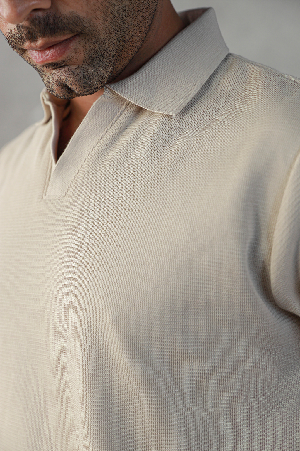 Textured Polo Shirt – Sand
