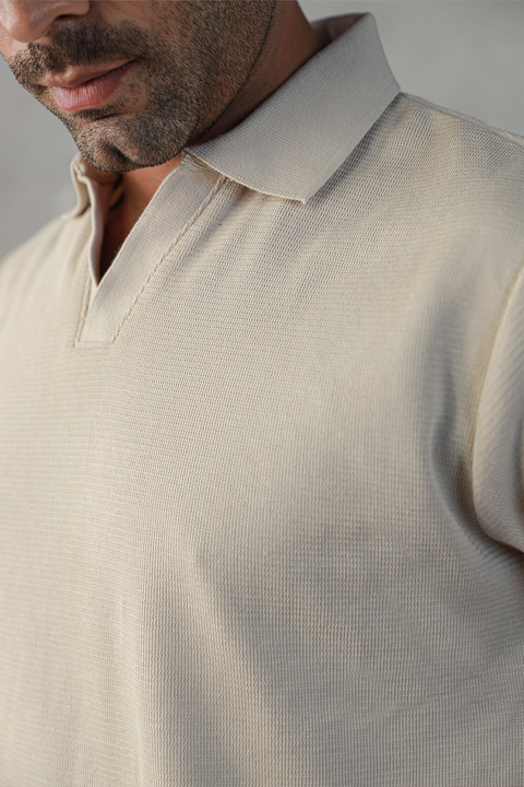 Textured Polo - Sand