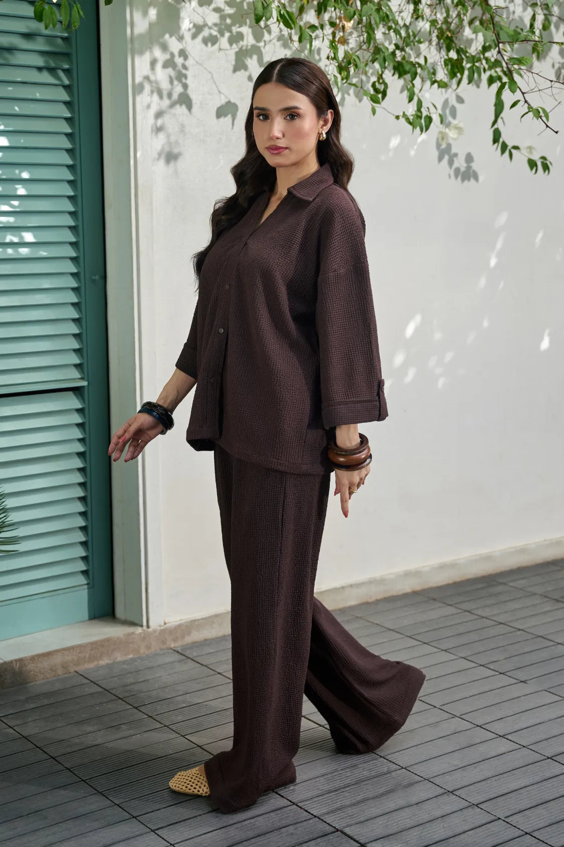 Textured Co-Ord Set - Brown Secondary image