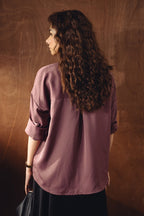 Satin Button-down Shirt - Tea Pink