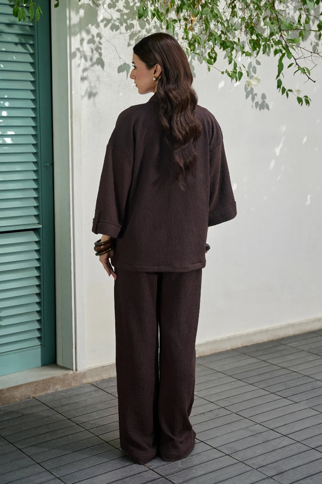 Textured Co-Ord Set - Brown