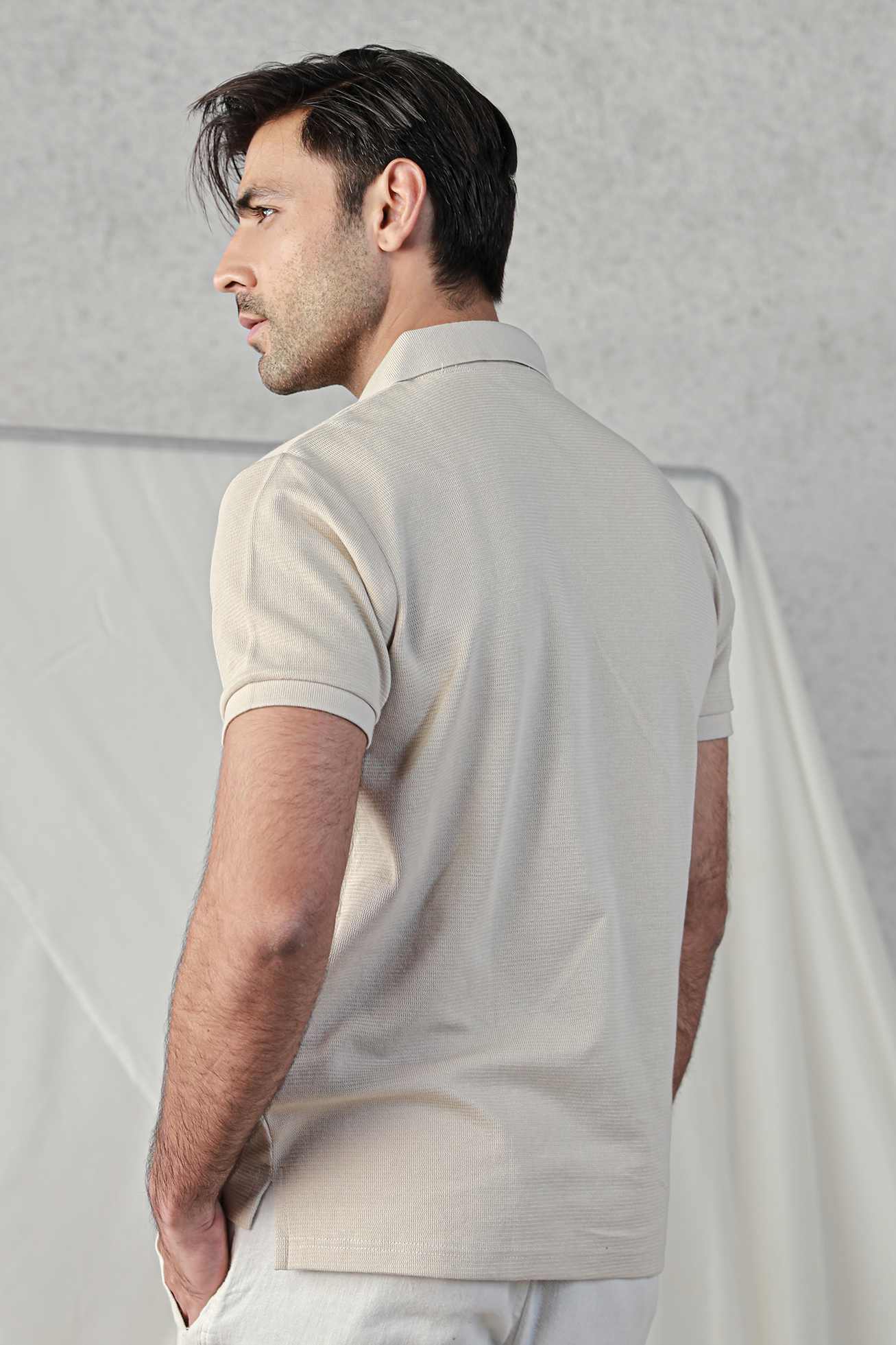 Textured Polo Shirt – Sand