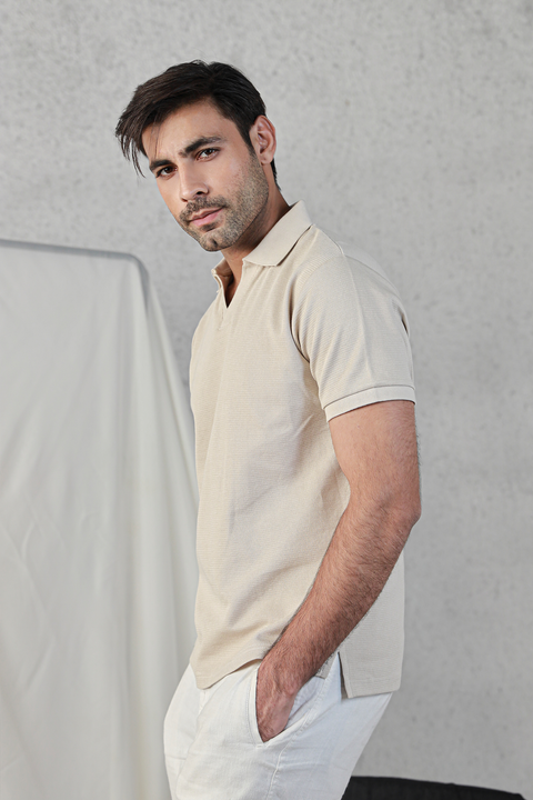 Textured Polo - Sand