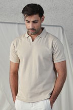 Textured Polo Shirt – Sand