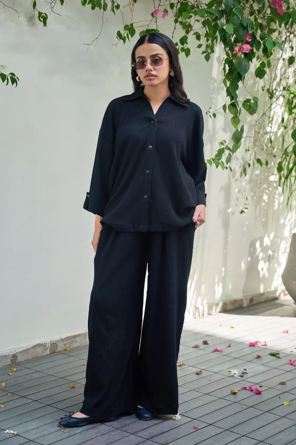 Textured Co-Ord Set - Black