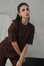 Textured Oversized Set - Dark Brown