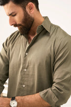 Everyday Linen Shirt - Olive Green