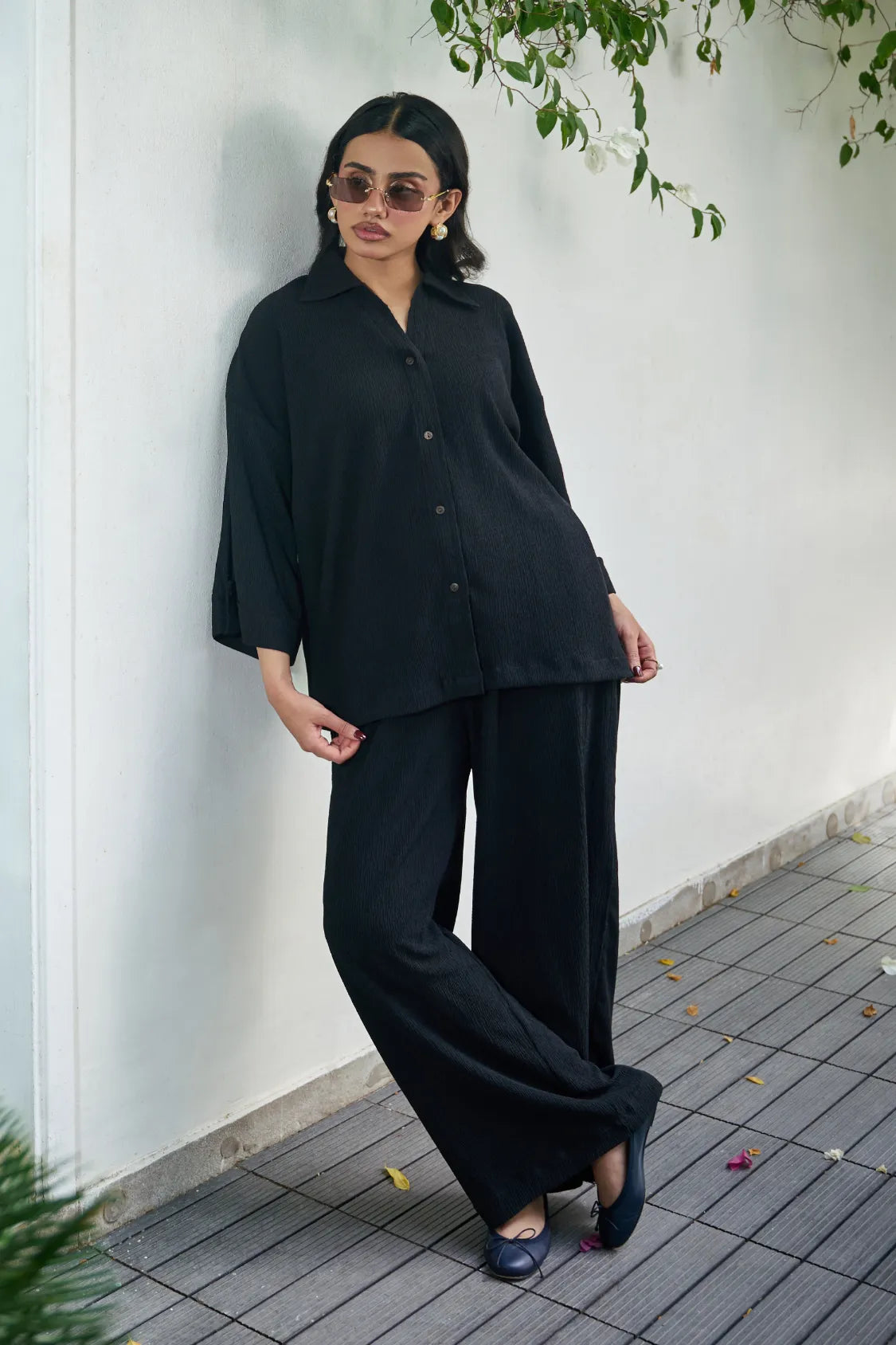 Textured Co-Ord Set - Black Secondary image
