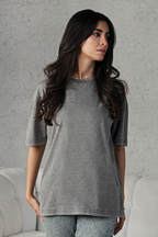 Women Oversized Wash Tee - Charcoal