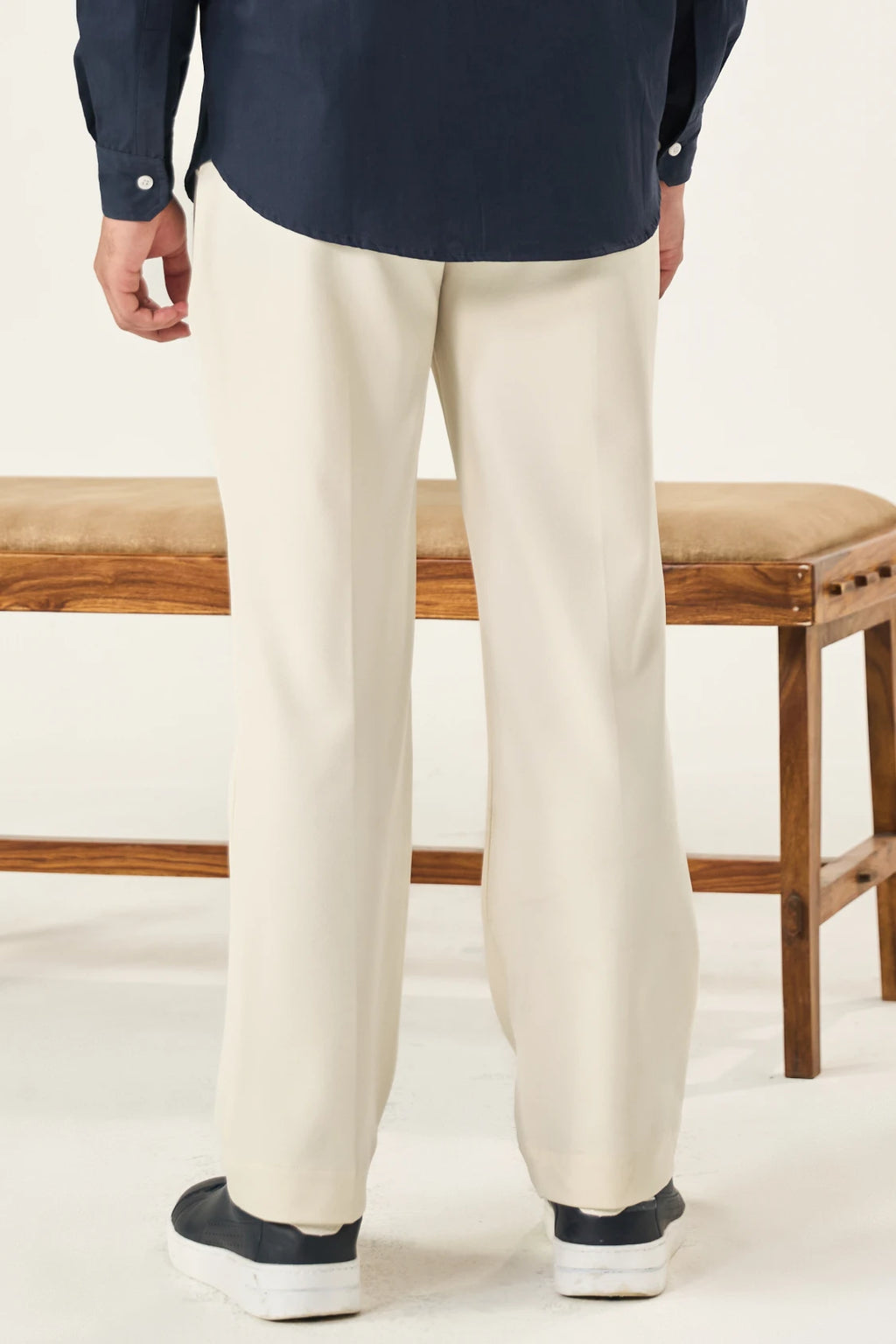 Tailored Pleated Pants - Cream White