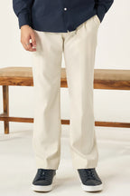 Tailored Pleated Pants - Cream White