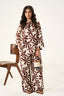 Flora Linen Co-Ord Set - Brown & Cream