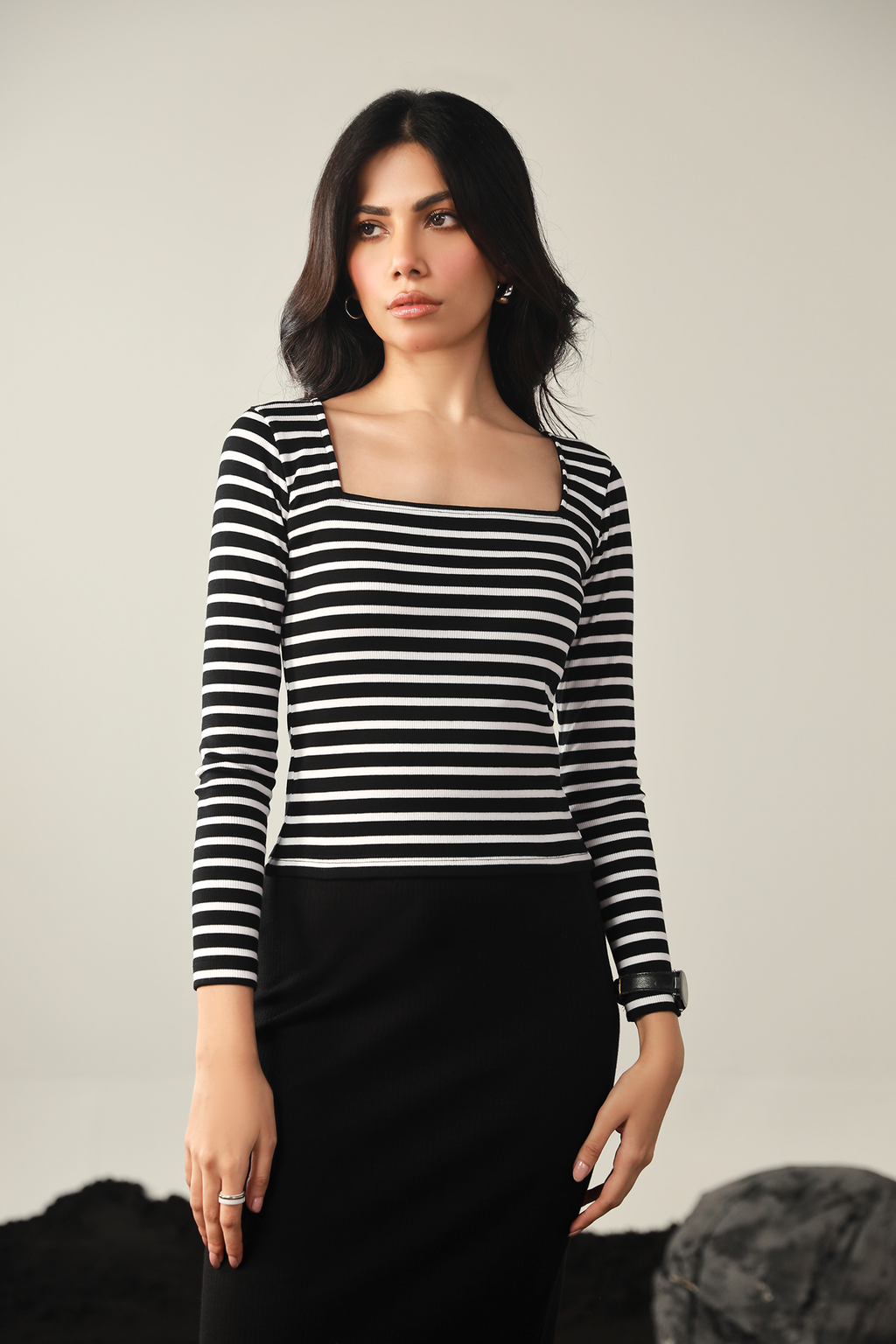 Stripe Square Neck Top